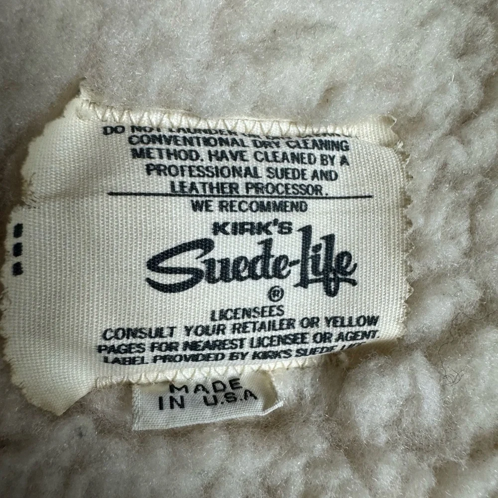 Vintage William Barry tan suede hoodie jacket with Sherpa lining Size 42 Long